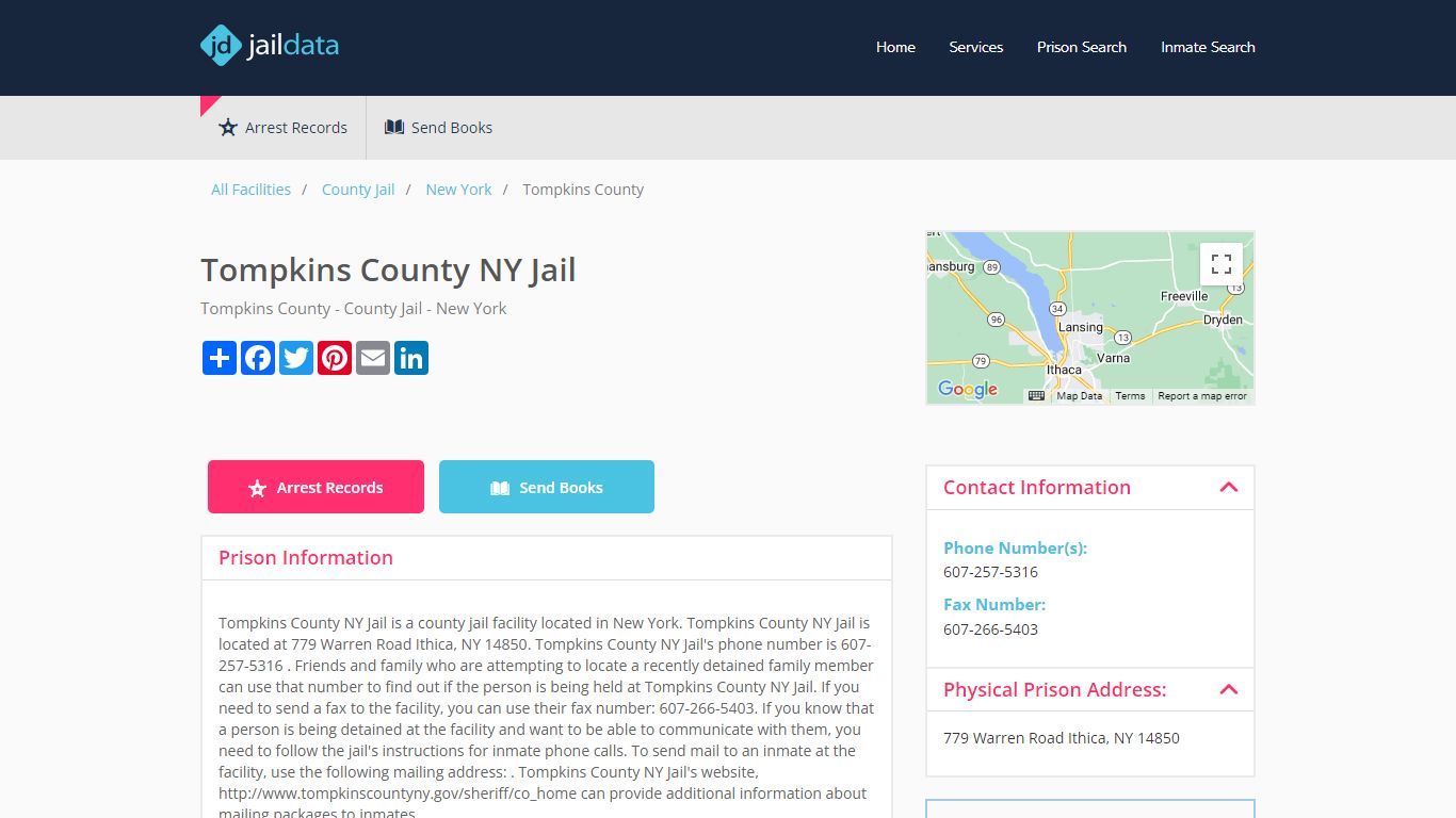 Tompkins County NY Jail Inmate Search and Prisoner Info - Ithaca, NY